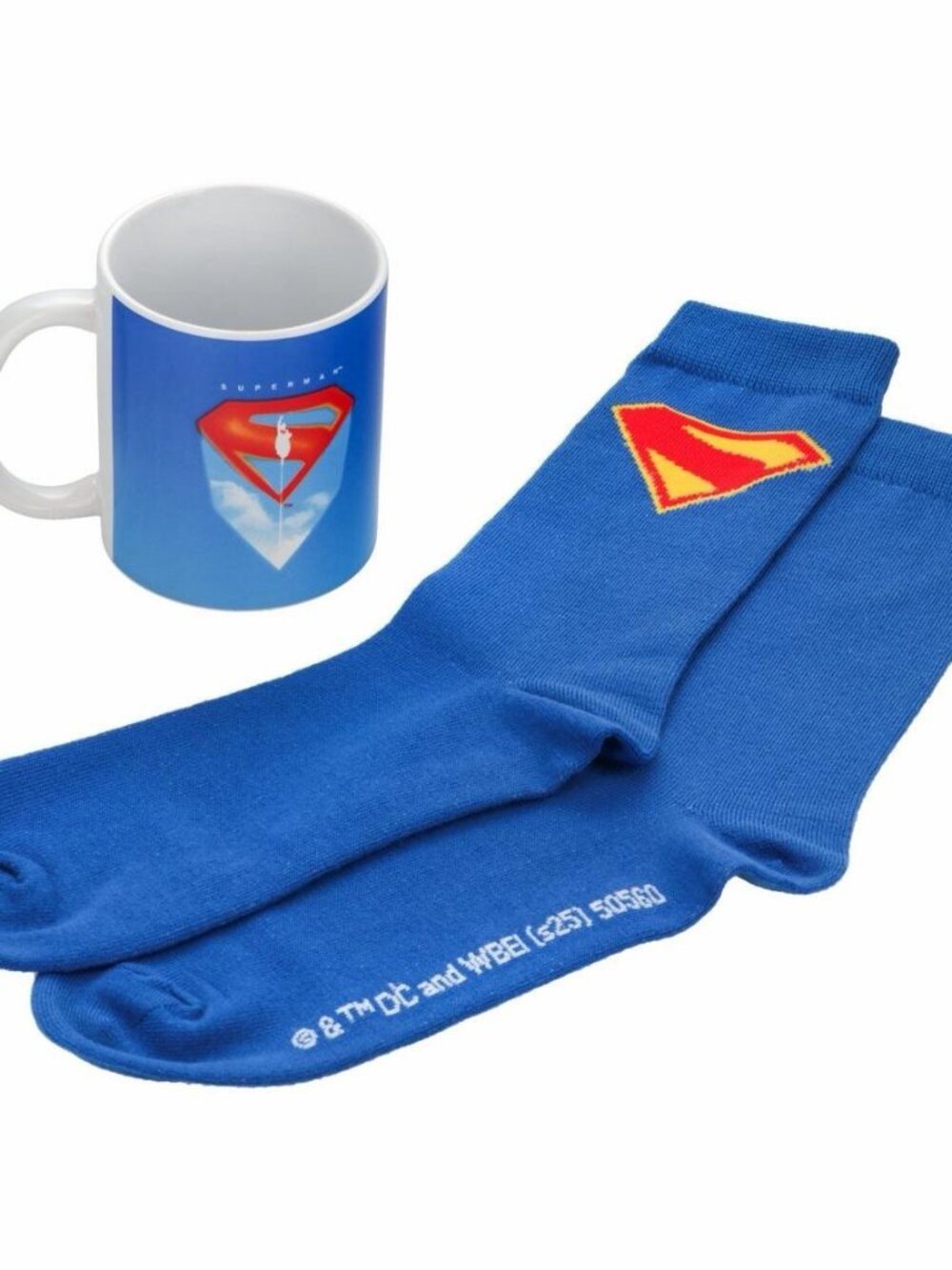 DC Comics Superman Sock and Mug 10oz Set NEW FAST SHIPPING